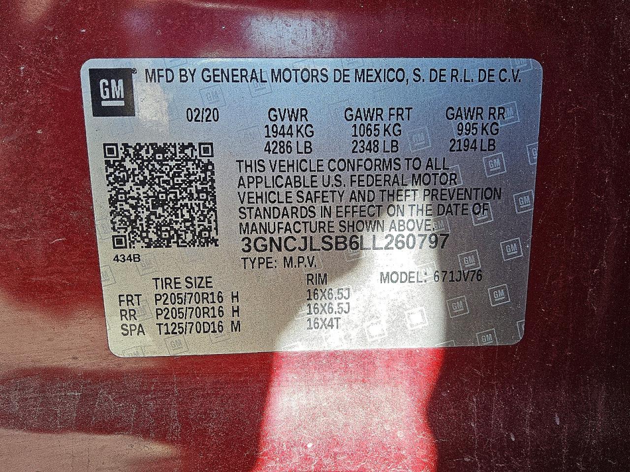 2020 CHEVROLET TRAX 1LT photo 12