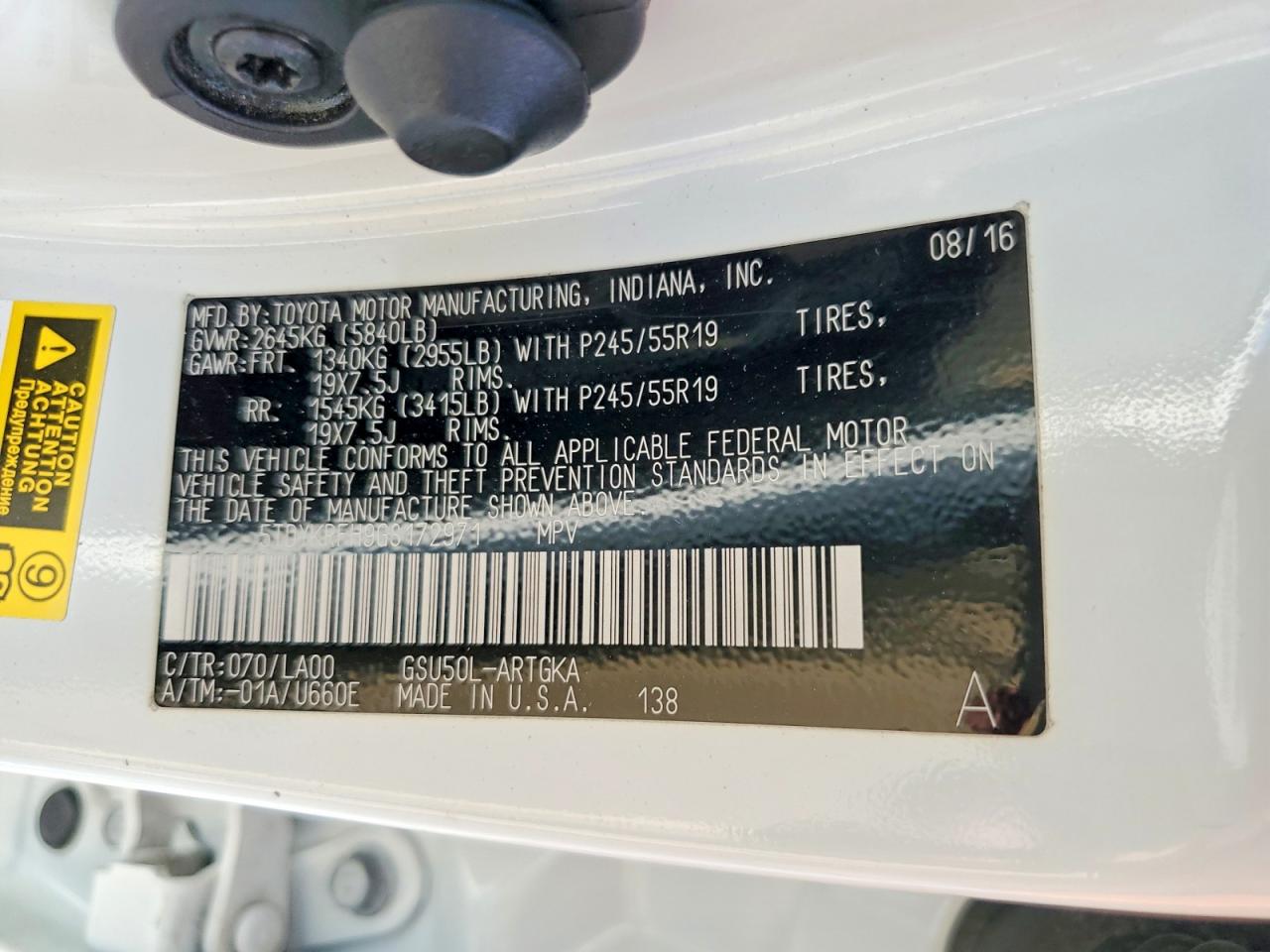 2016 TOYOTA HIGHLANDER LIMITED photo 13
