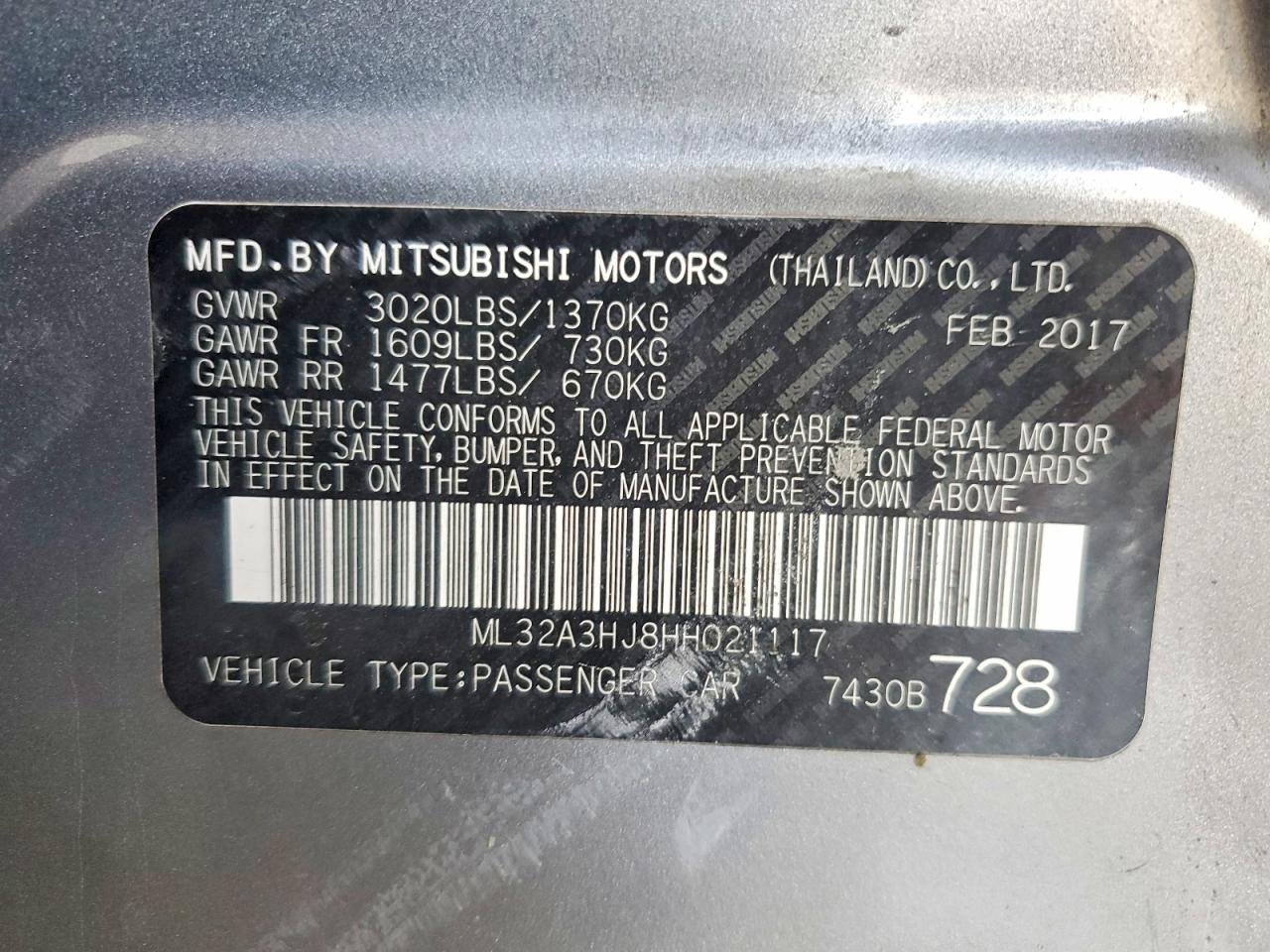 2017 MITSUBISHI MIRAGE ES photo 13