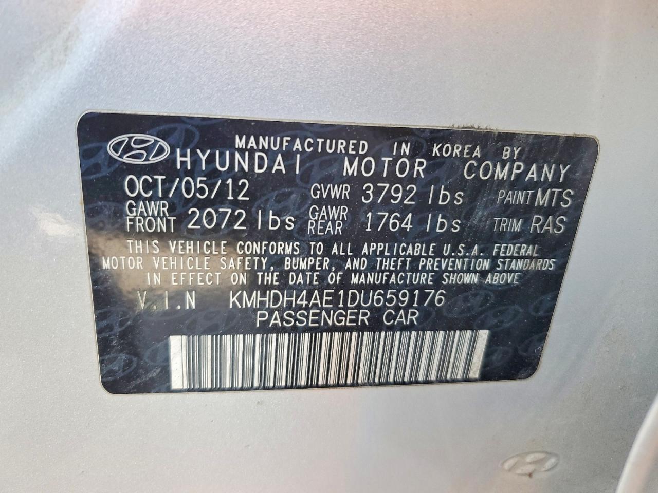 2013 HYUNDAI ELANTRA GLS photo 12