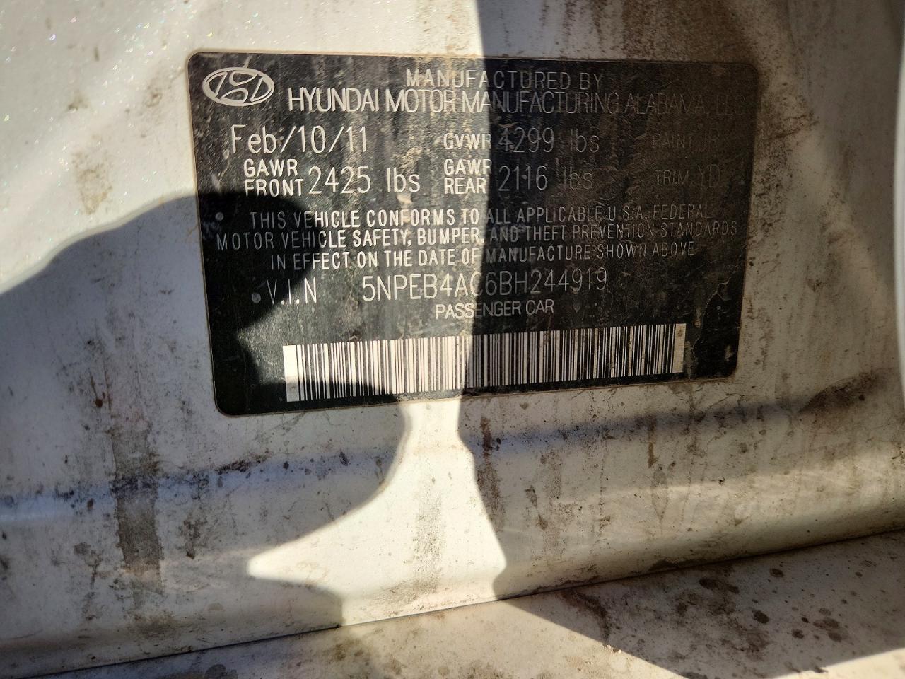 2011 HYUNDAI SONATA GLS photo 34