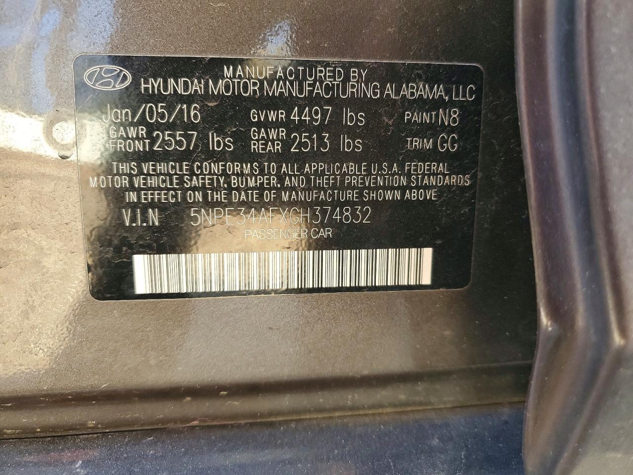 2016 HYUNDAI SONATA SPORT photo 12