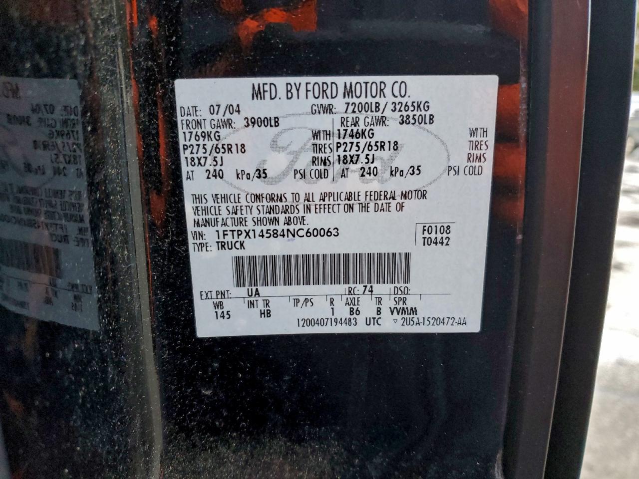 2004 FORD F150 photo 12