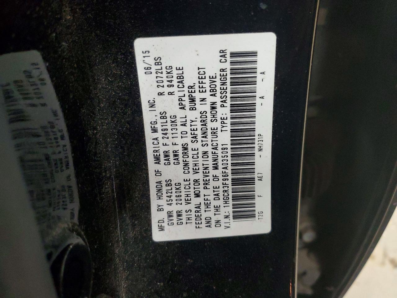 2015 HONDA ACCORD TOURING photo 12