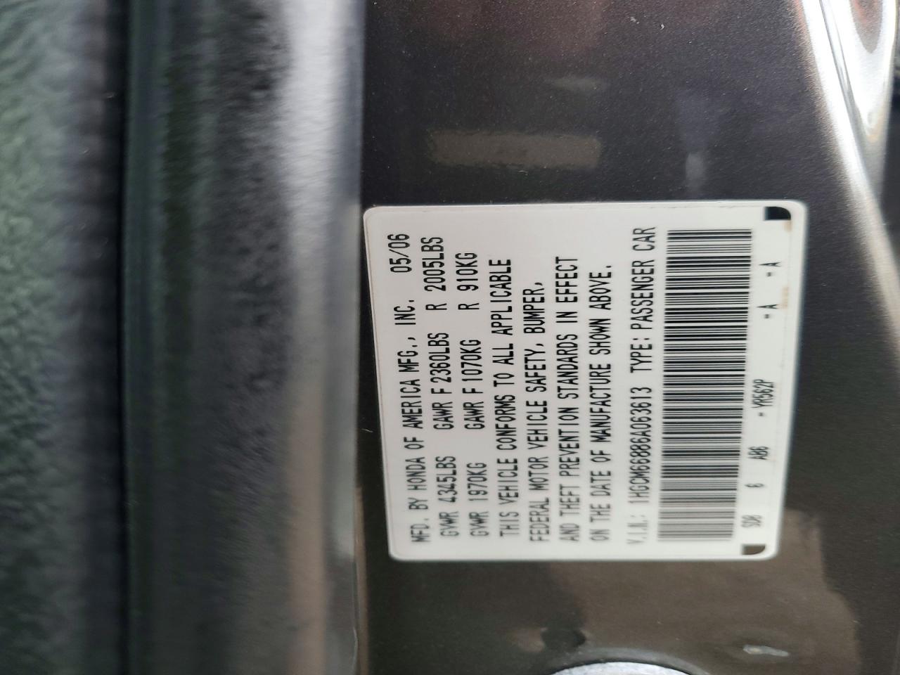 2006 HONDA ACCORD EX photo 12