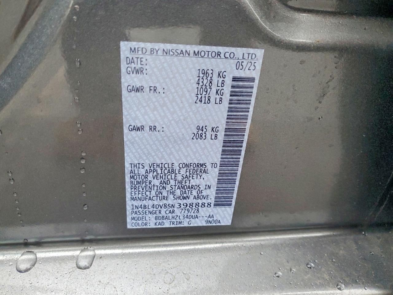 2025 NISSAN ALTIMA SV photo 13