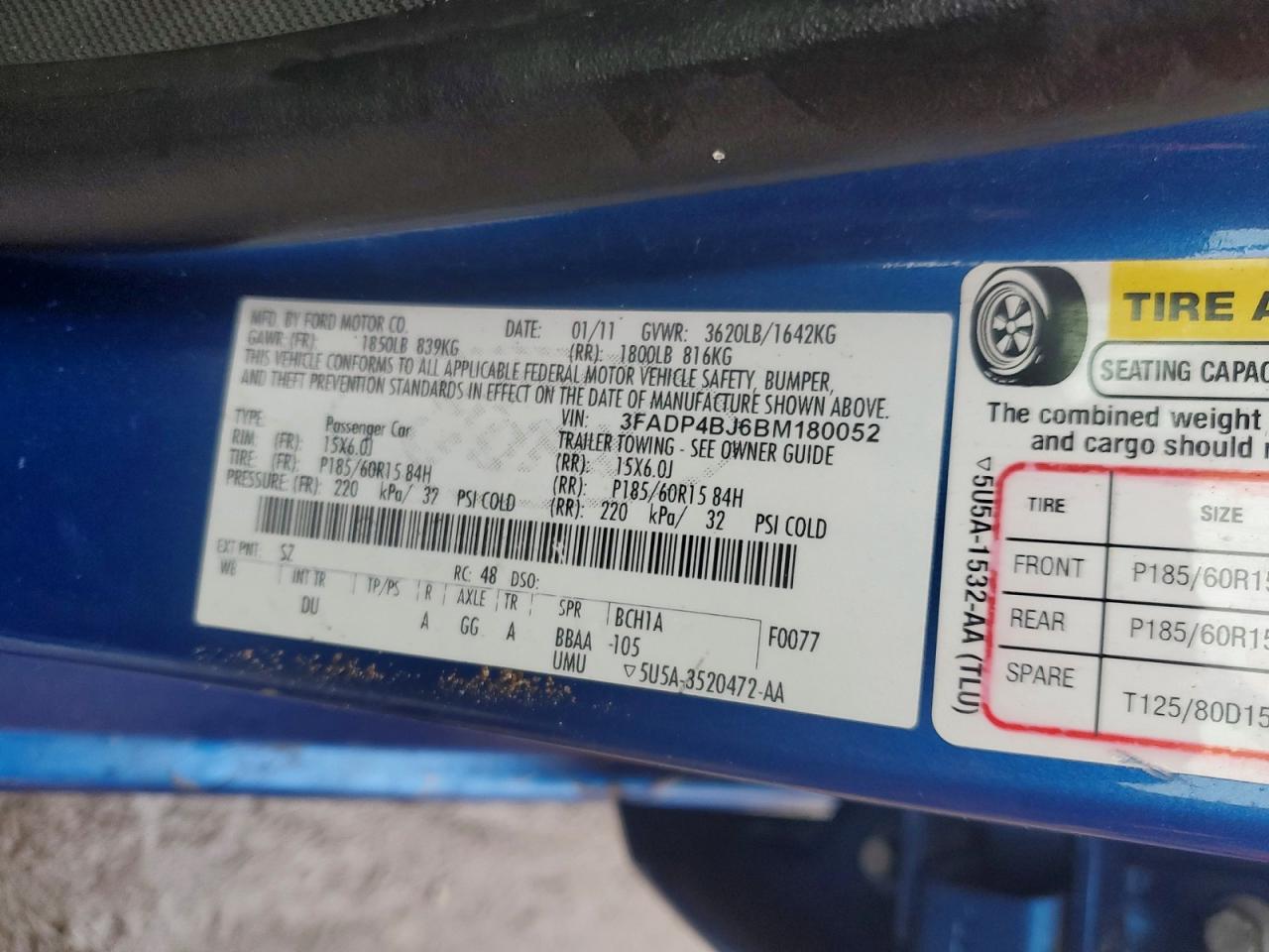 2011 FORD FIESTA SE photo 12