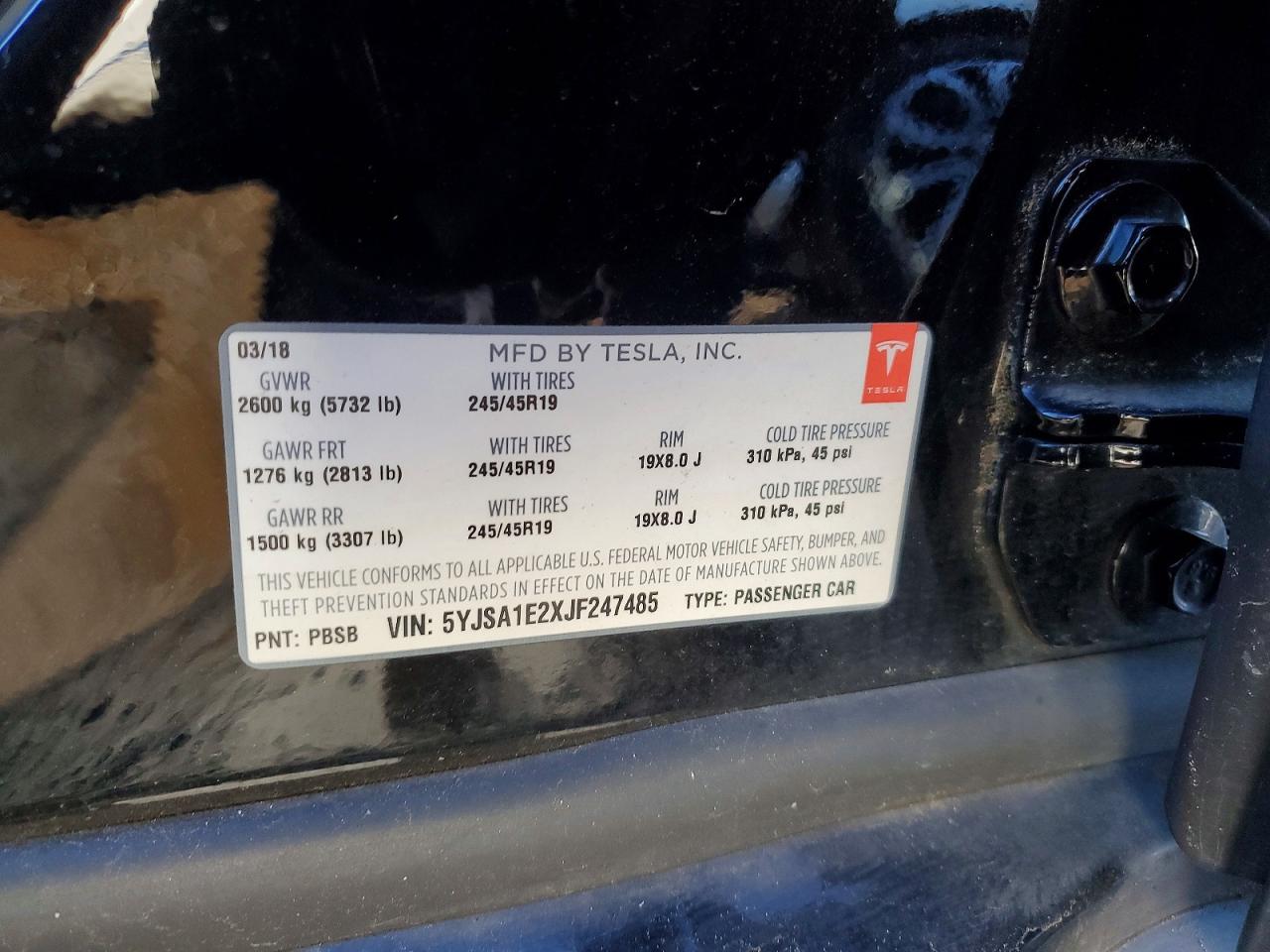 2018 TESLA MODEL S photo 13