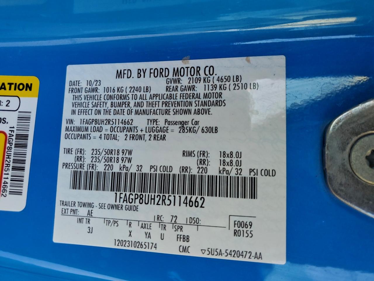 2024 FORD MUSTANG photo 12