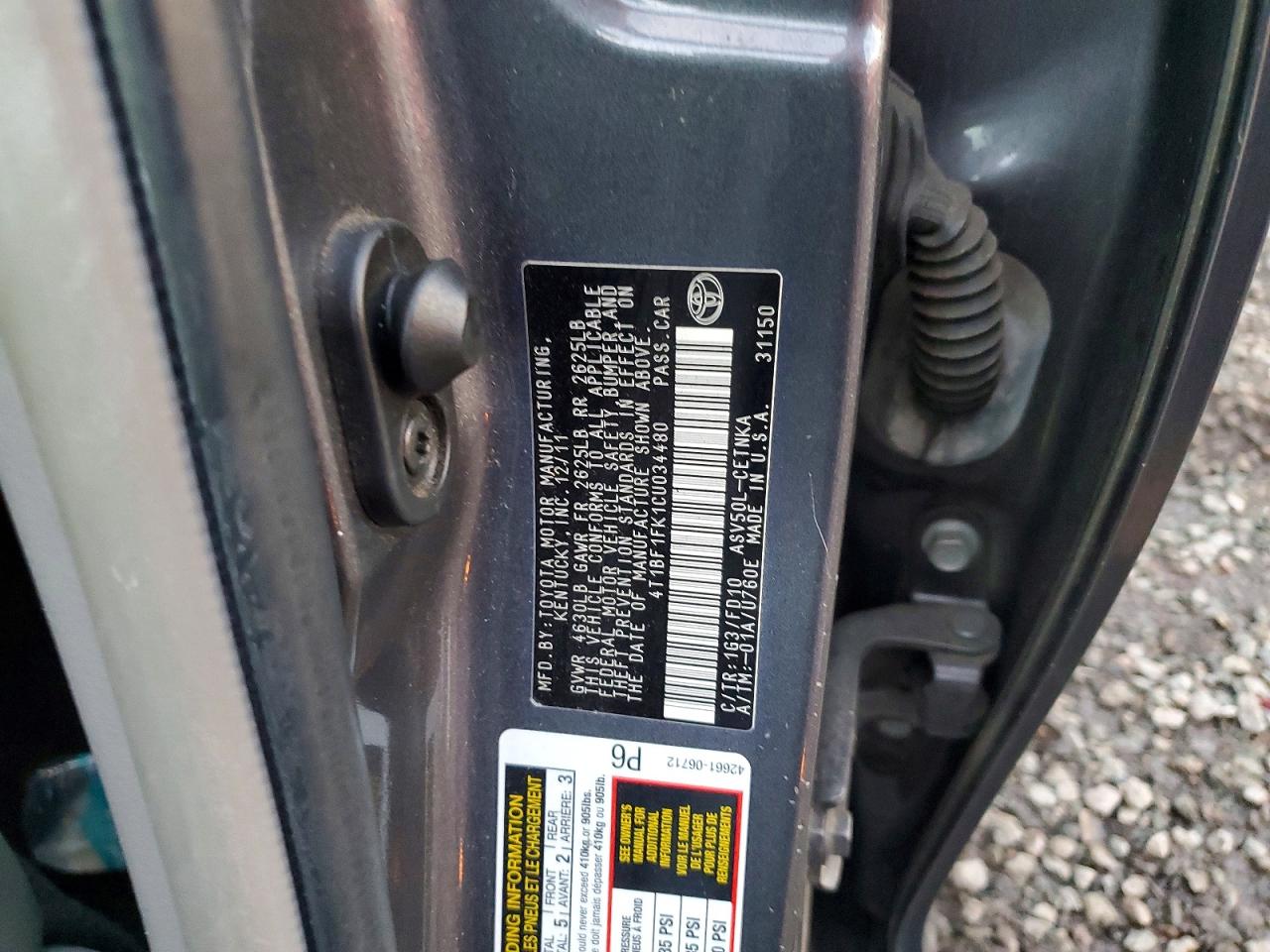 2012 TOYOTA CAMRY BASE photo 12