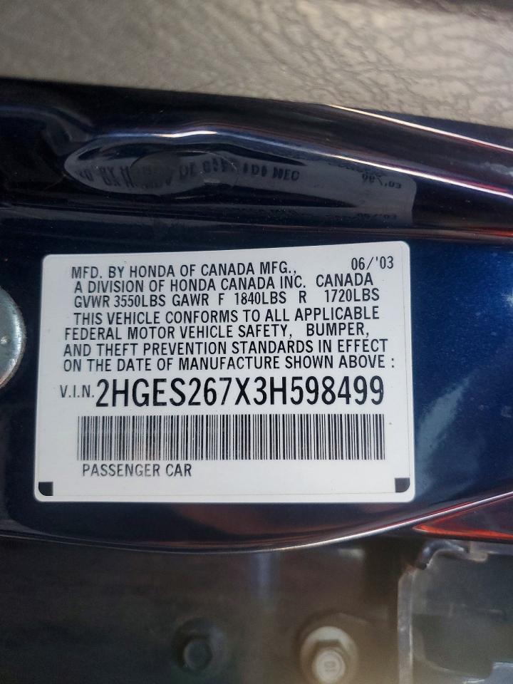 2003 HONDA CIVIC EX photo 12