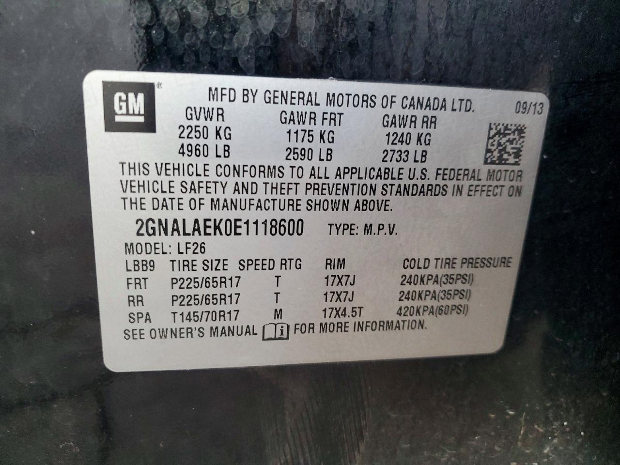2014 CHEVROLET EQUINOX LS photo 14