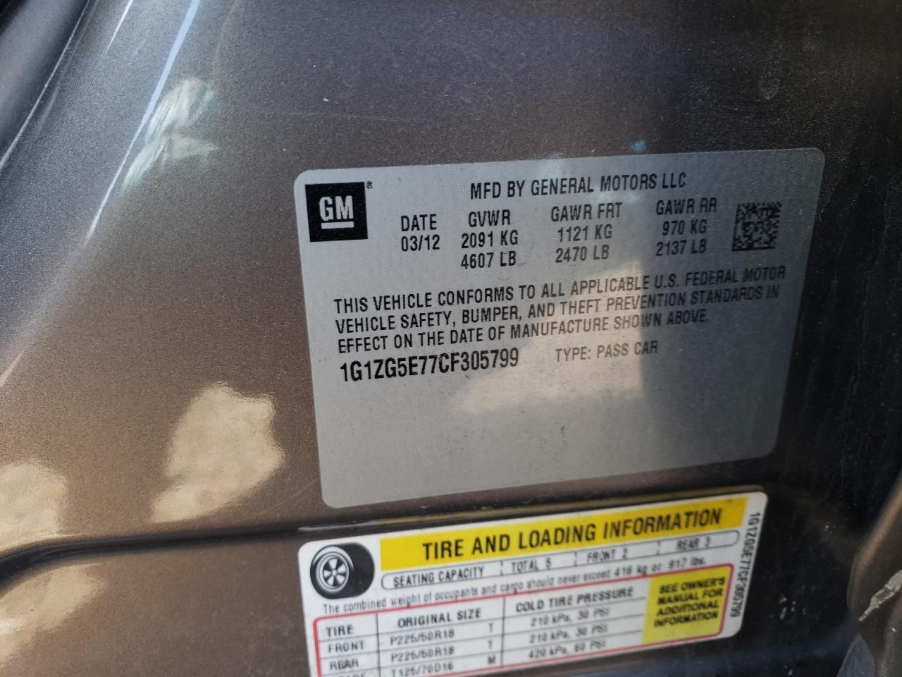 2012 CHEVROLET MALIBU LTZ photo 12