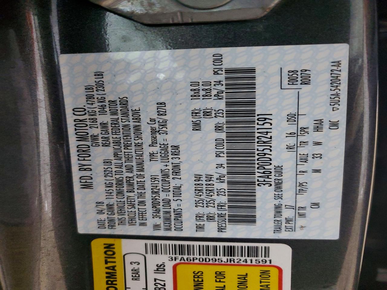 2018 FORD FUSION TITANIUM/PLATINUM photo 12