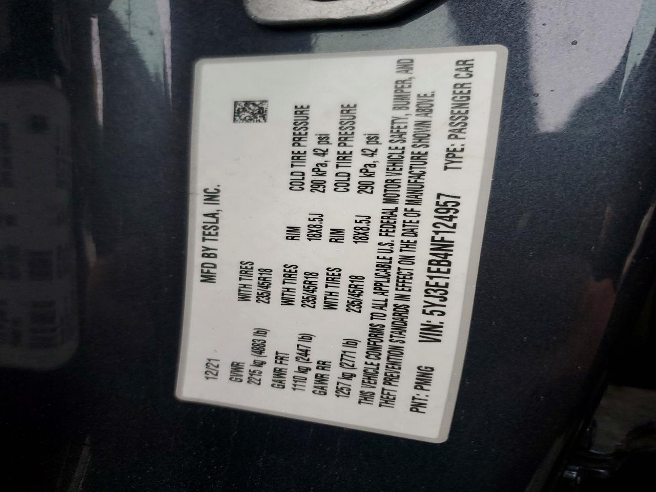 2022 TESLA MODEL 3 photo 13