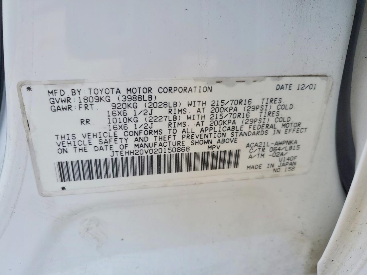 2002 TOYOTA RAV4 photo 12