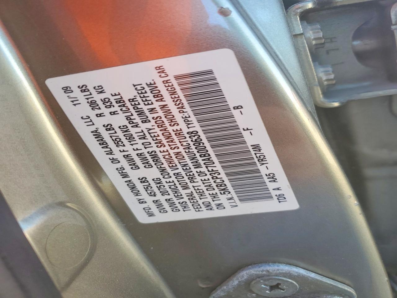 2010 HONDA ACCORD EX photo 12