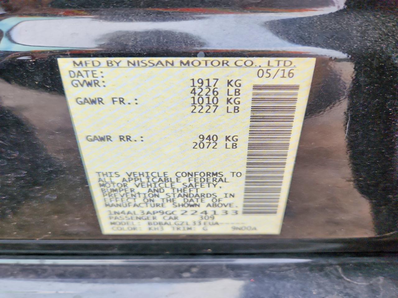 2016 NISSAN ALTIMA 2.5 photo 7