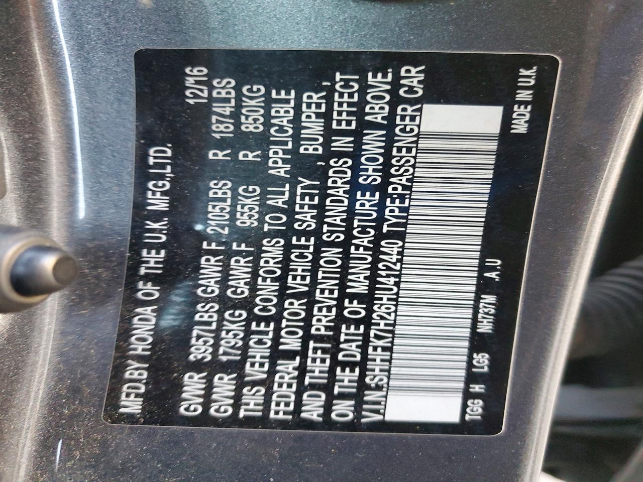 2017 HONDA CIVIC LX photo 12