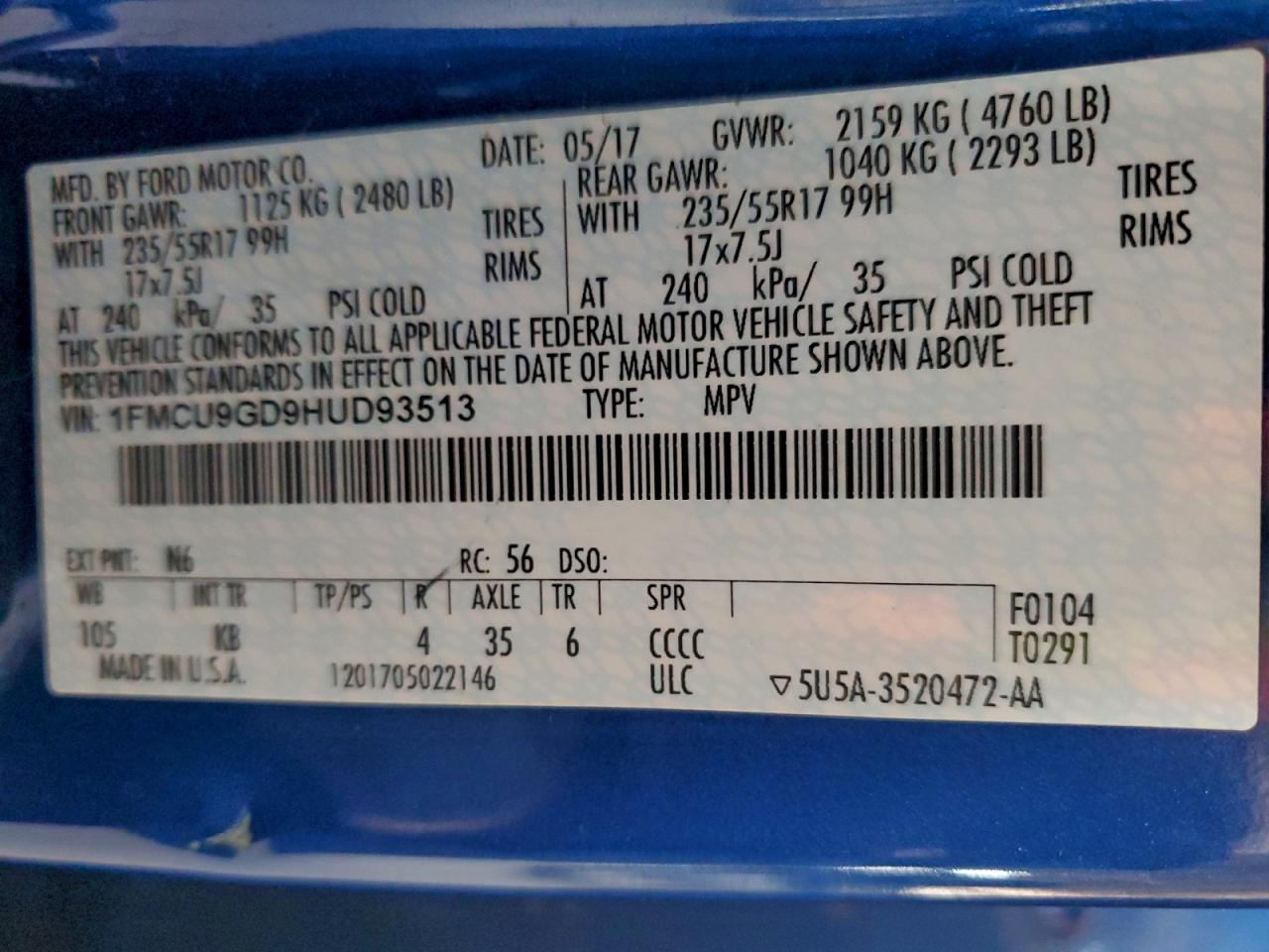 2017 FORD ESCAPE SE photo 12