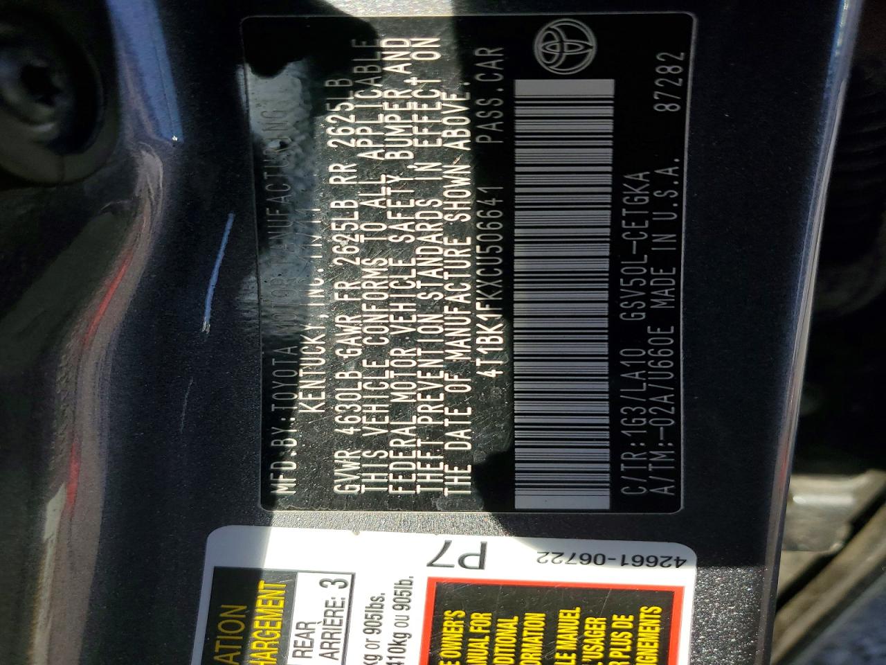 2012 TOYOTA CAMRY SE photo 13