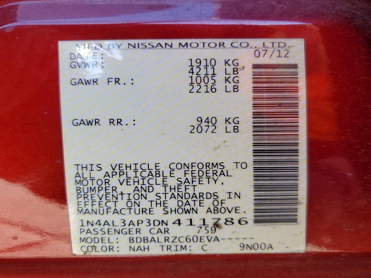 2013 NISSAN ALTIMA 2.5 photo 13