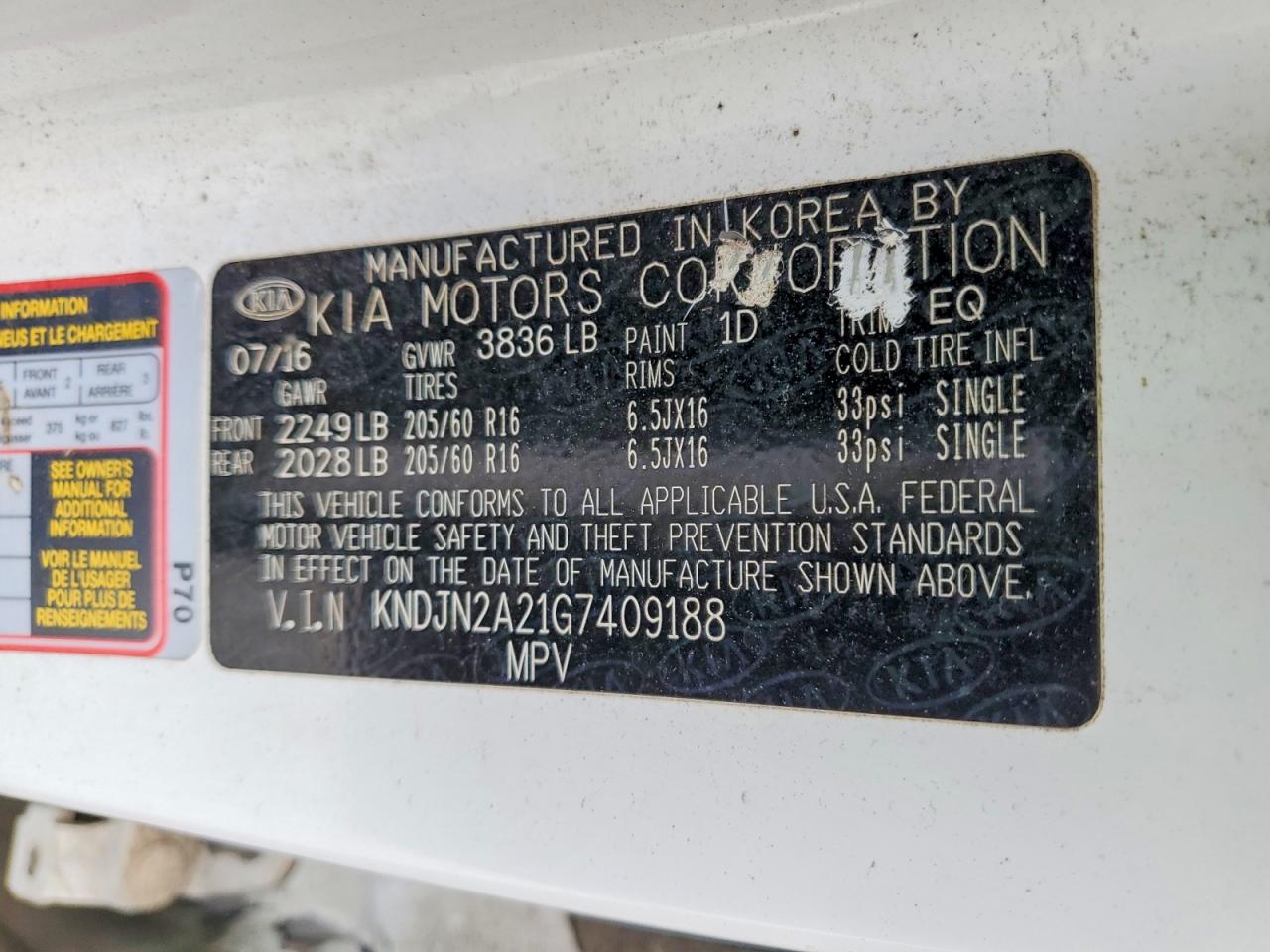 2016 KIA SOUL BASE photo 12