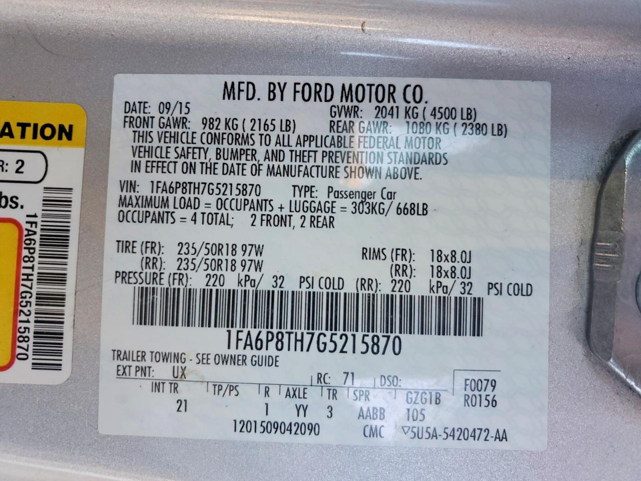 2016 FORD MUSTANG photo 23