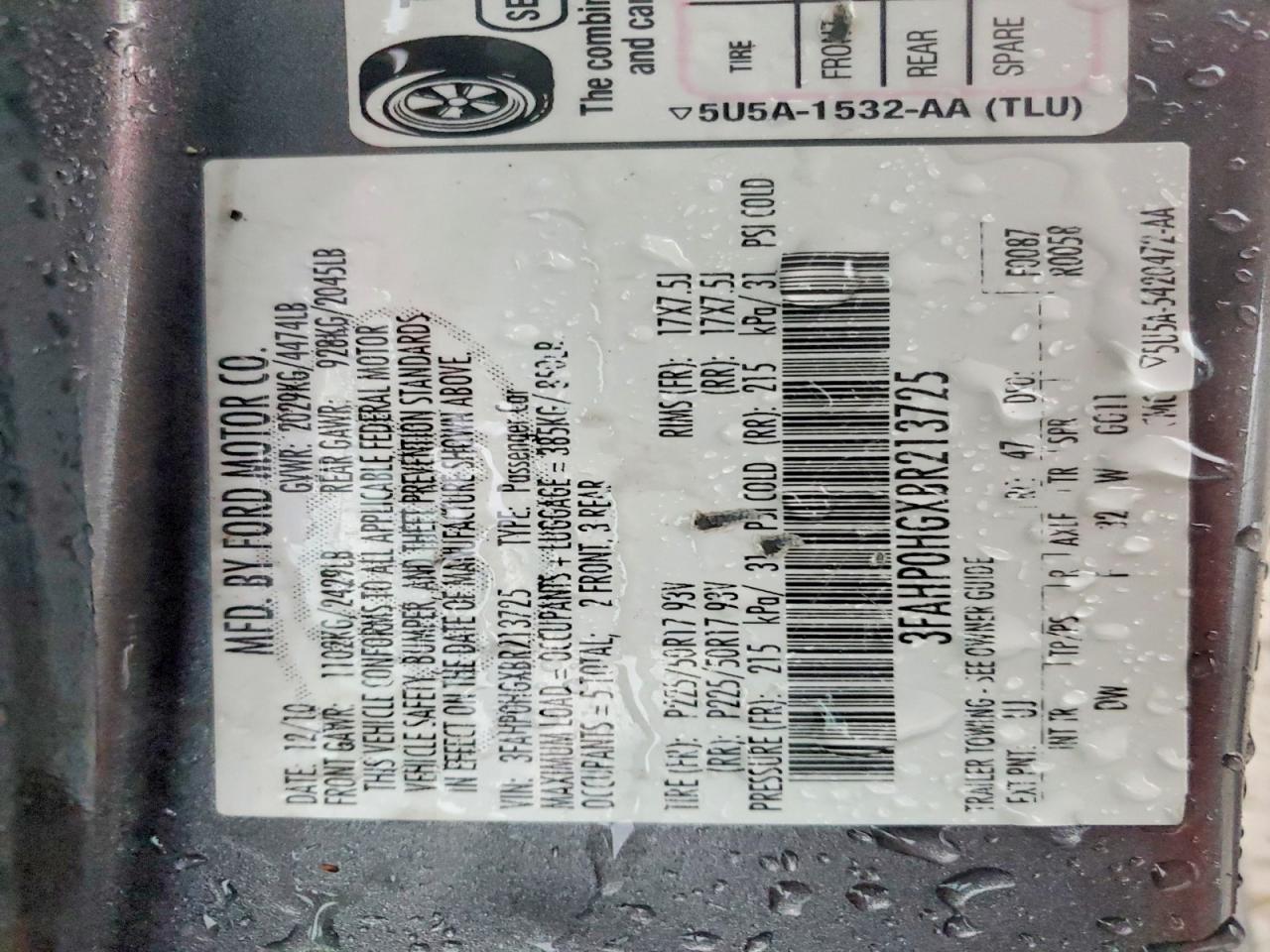 2011 FORD FUSION SE photo 12