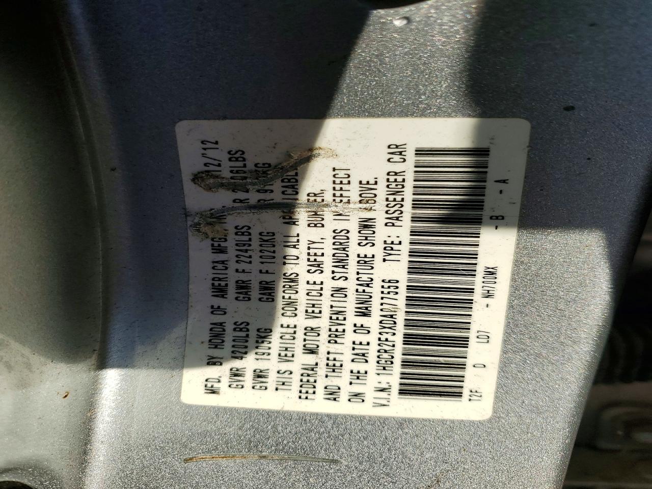 2013 HONDA ACCORD LX photo 12