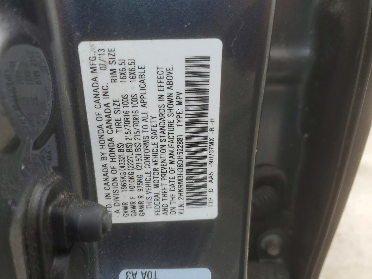 2013 HONDA CR-V LX photo 13