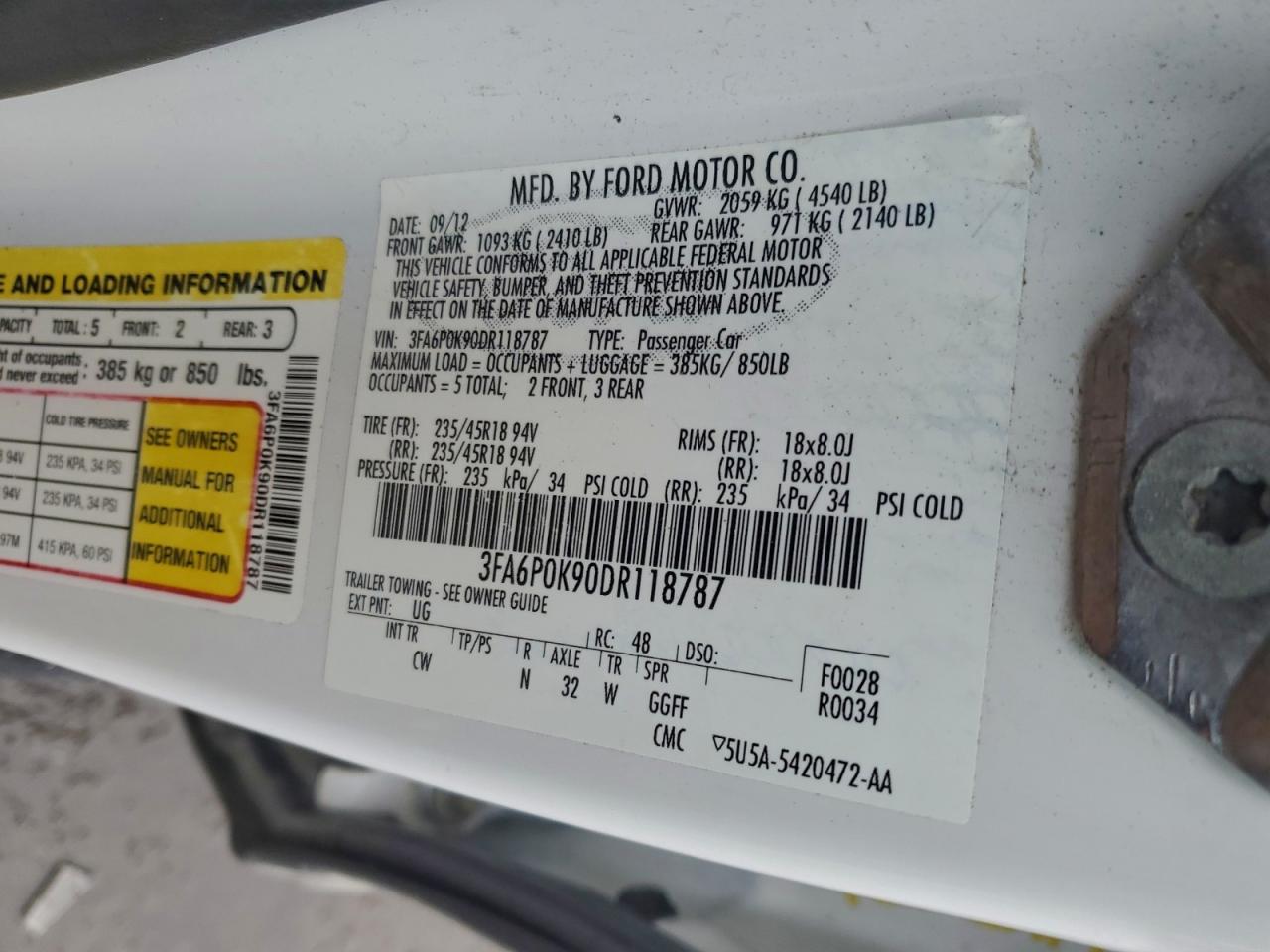 2013 FORD FUSION TITANIUM photo 12