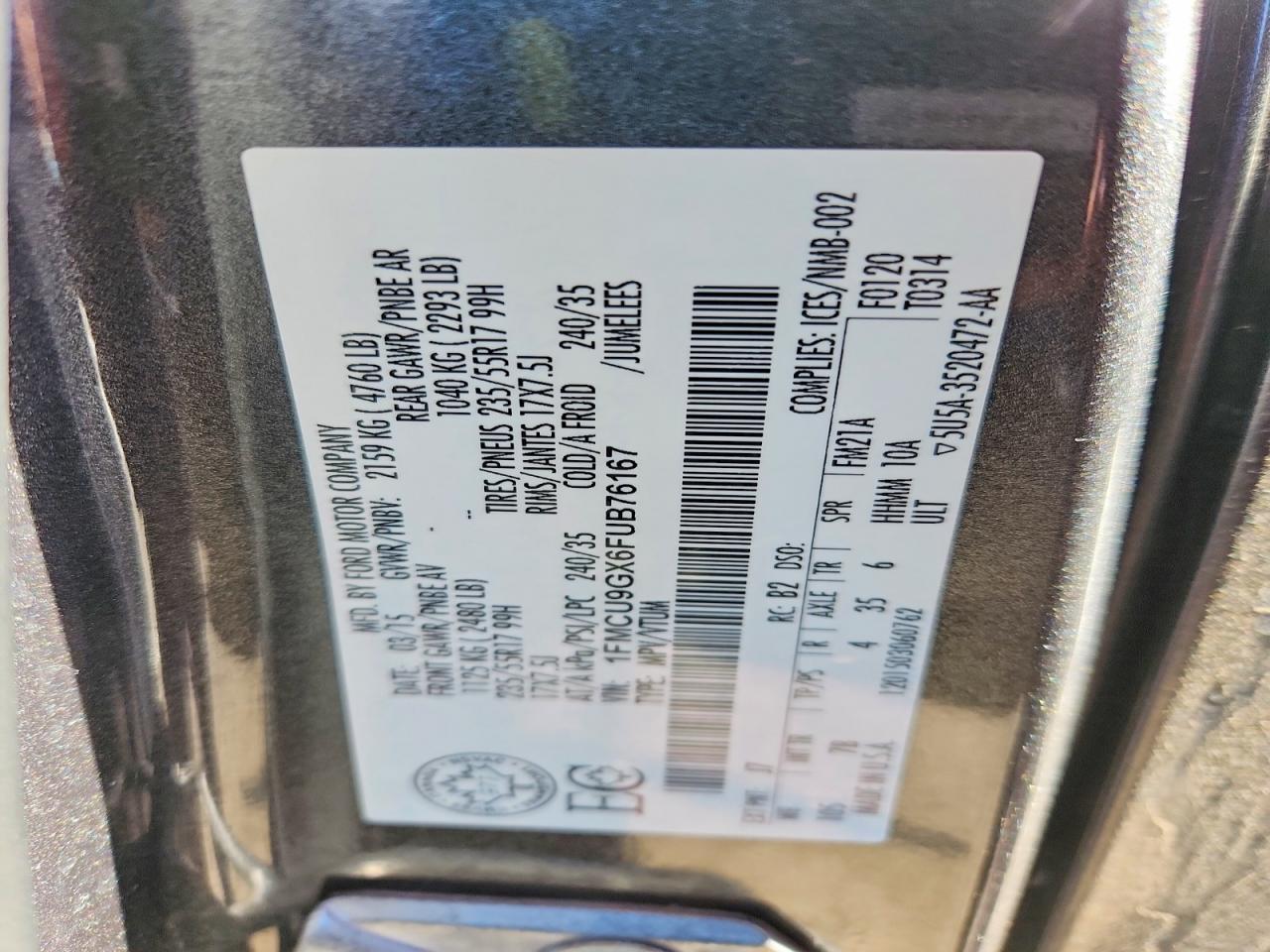 2015 FORD ESCAPE photo 10