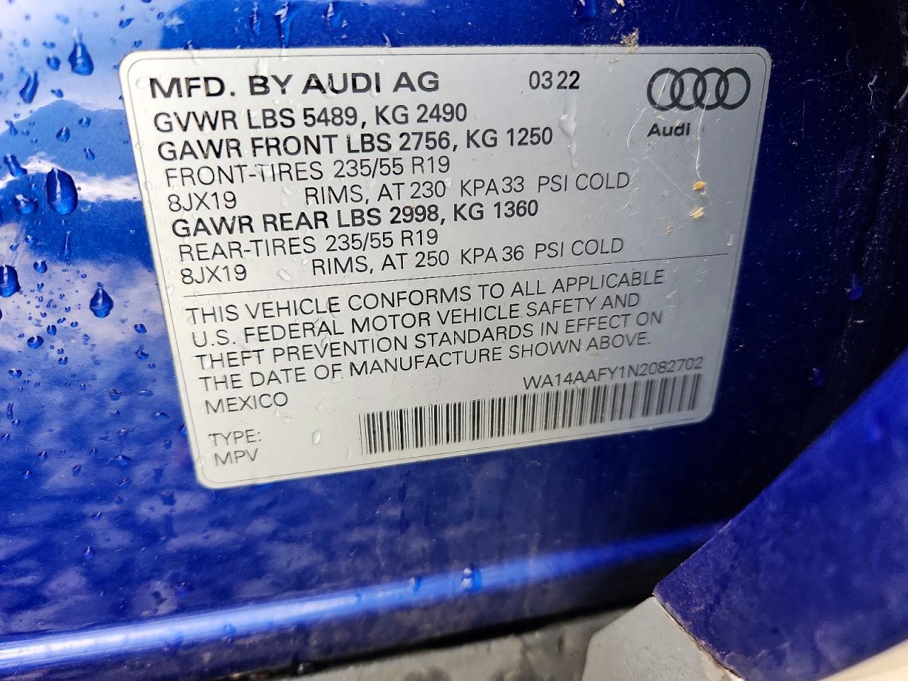 2022 AUDI Q5 SPORTBACK PREMIUM 45 photo 12