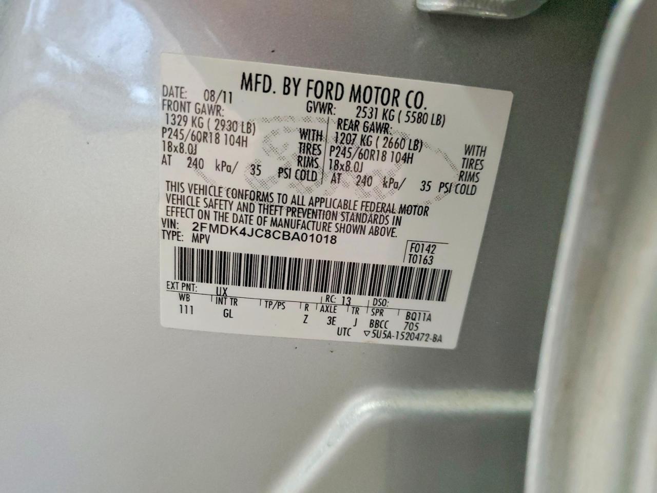 2012 FORD EDGE SEL photo 13