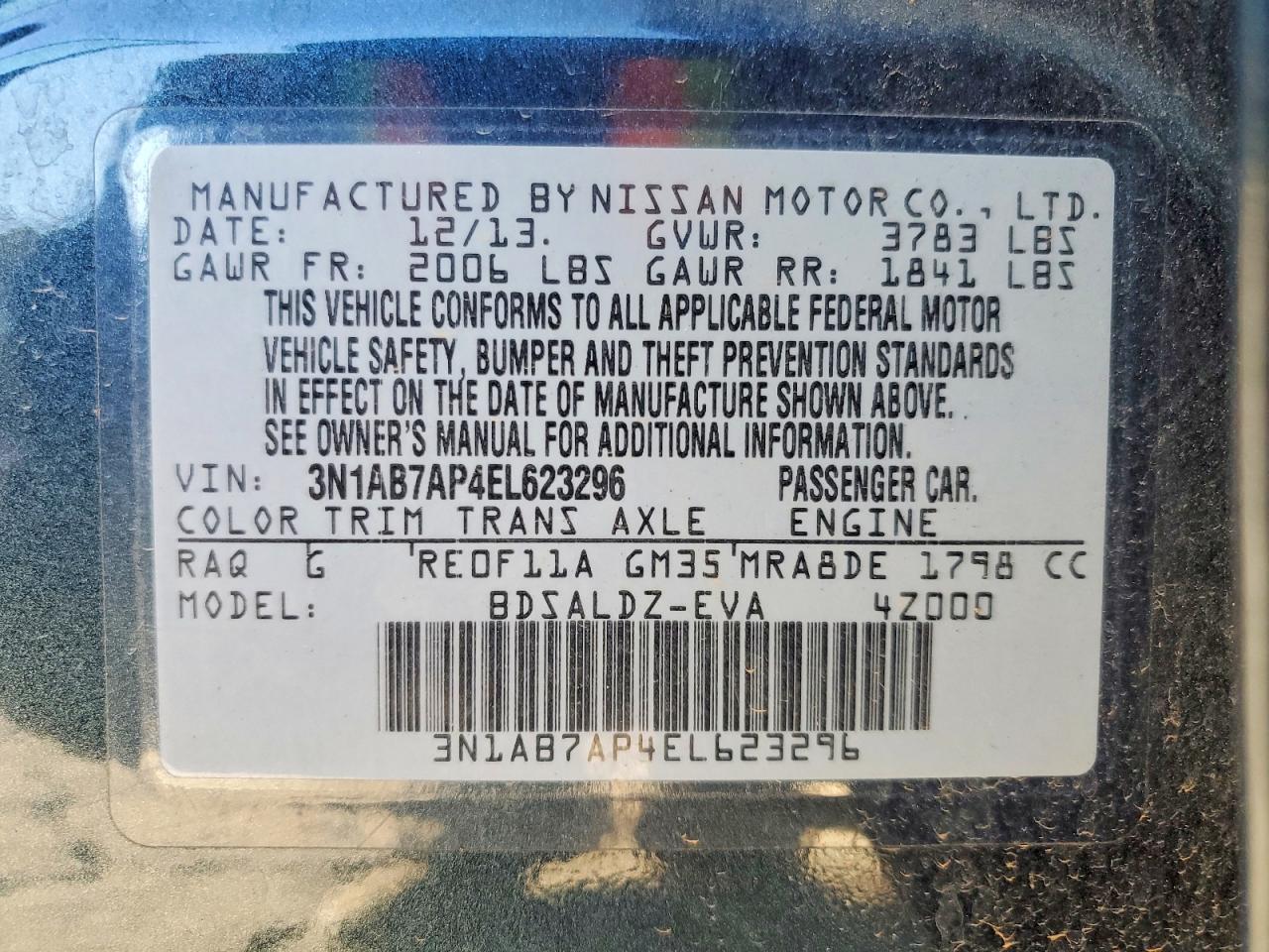 2014 NISSAN SENTRA S photo 12