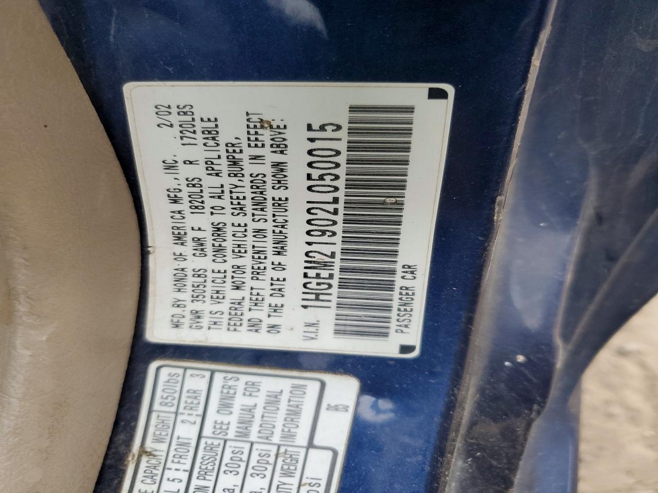 2002 HONDA CIVIC EX photo 12