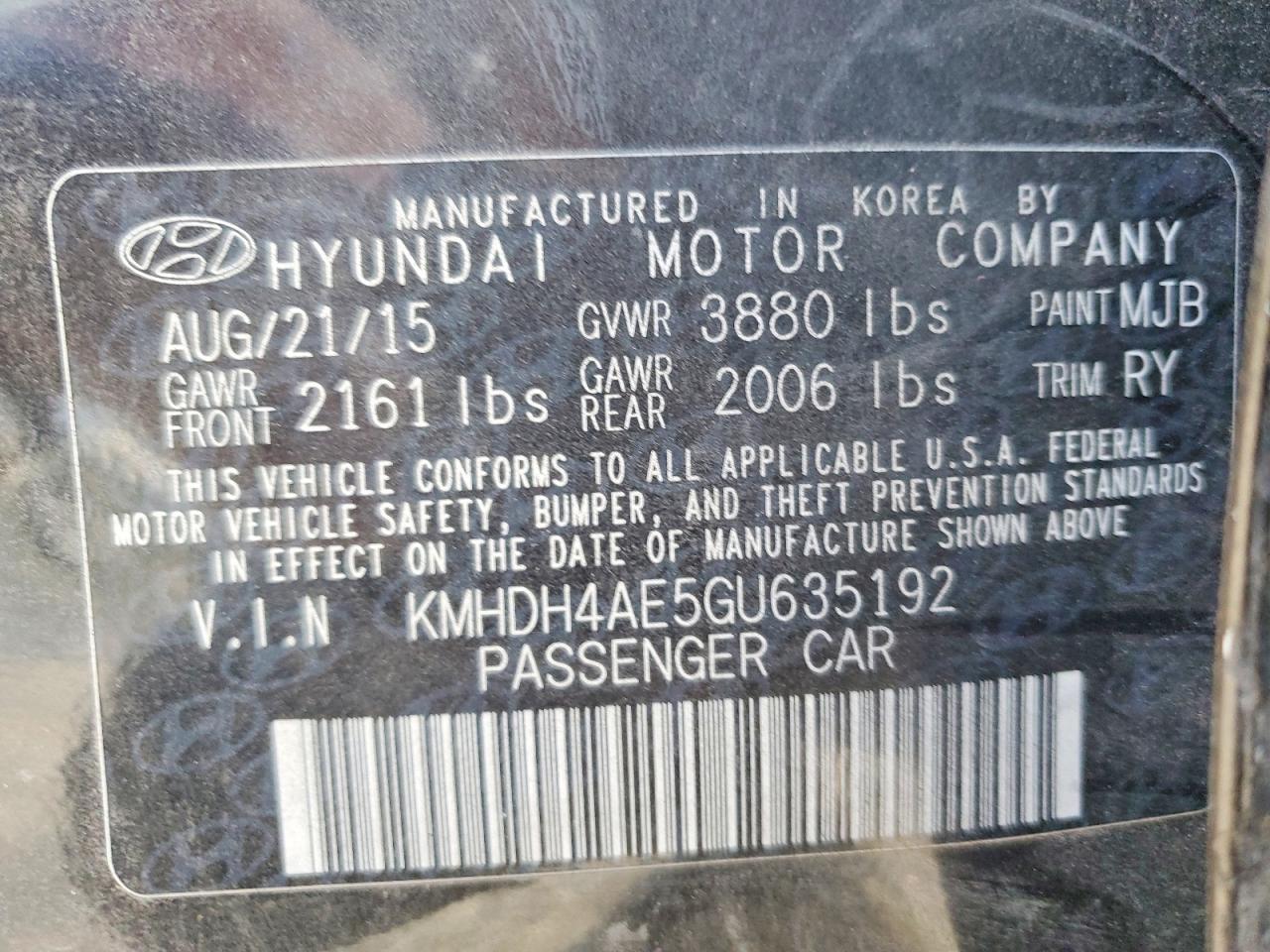 2016 HYUNDAI ELANTRA SE photo 13
