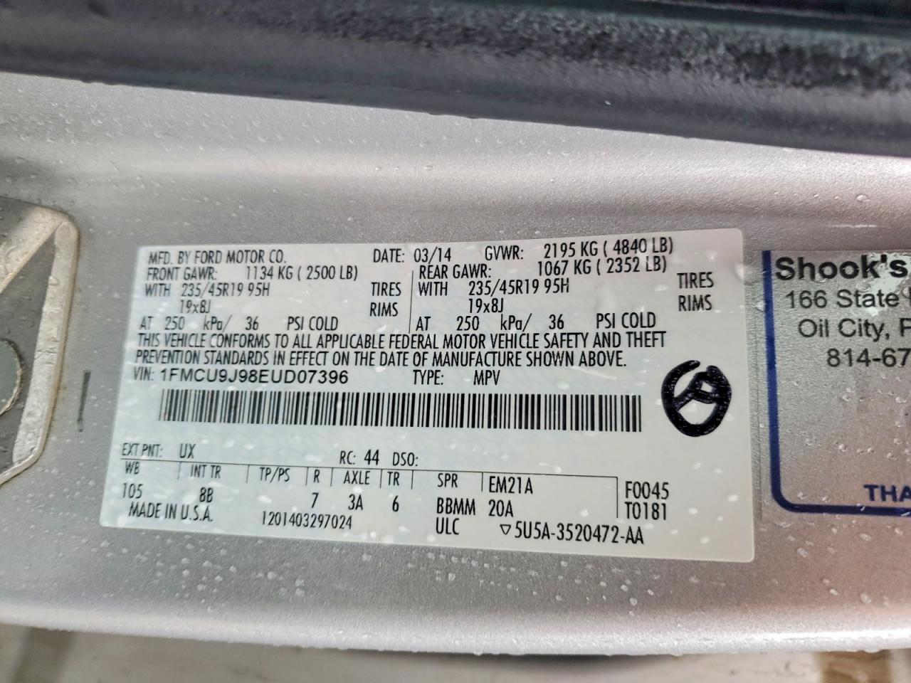 2014 FORD ESCAPE TITANIUM photo 14