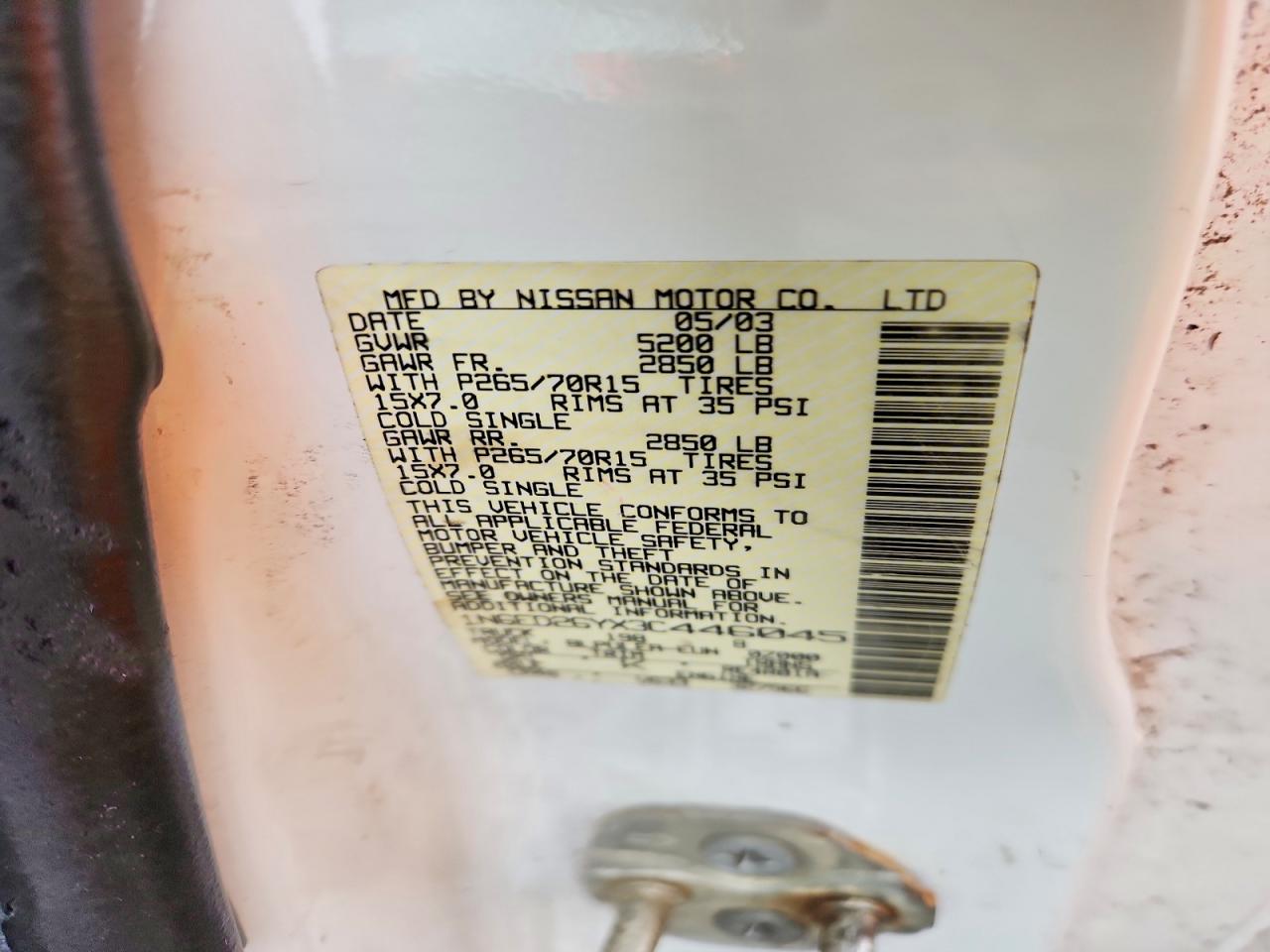 2003 NISSAN FRONTIER XE-V6 photo 12