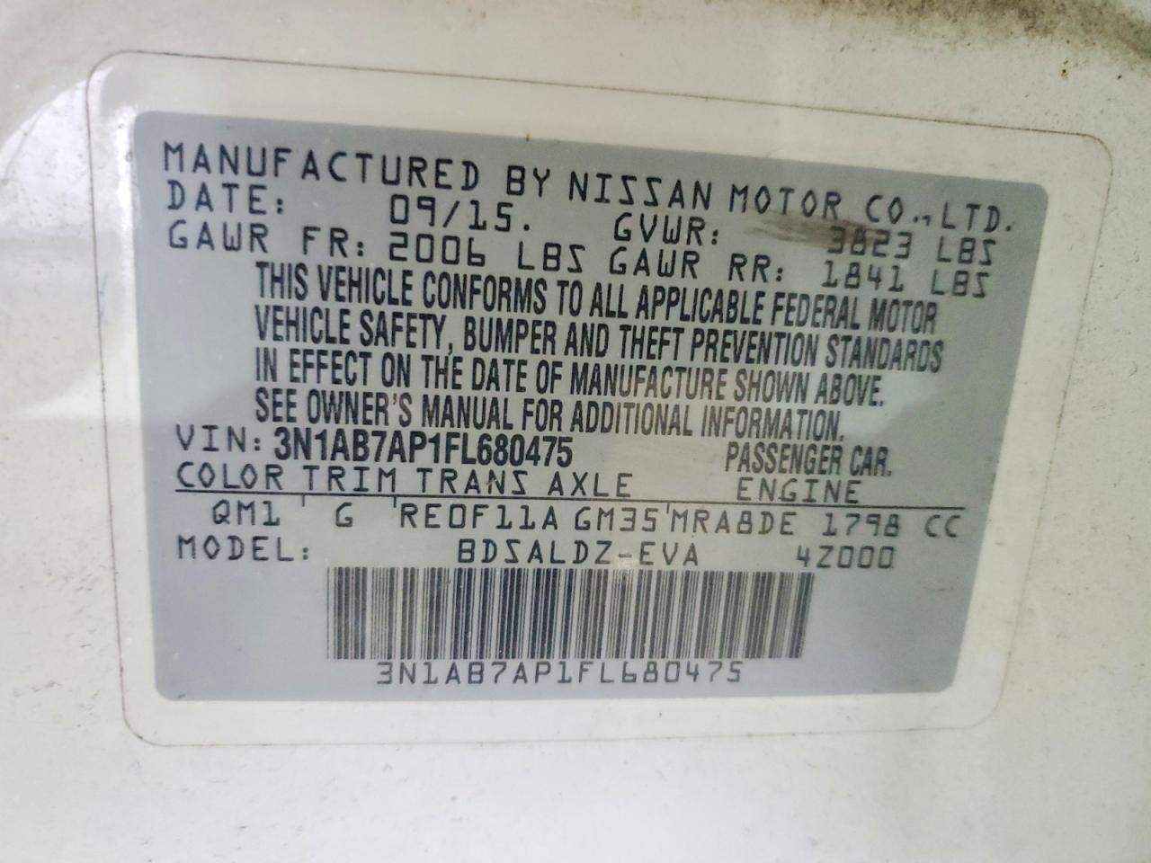 2015 NISSAN SENTRA S photo 12