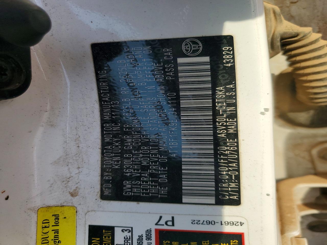 2014 TOYOTA CAMRY L photo 12