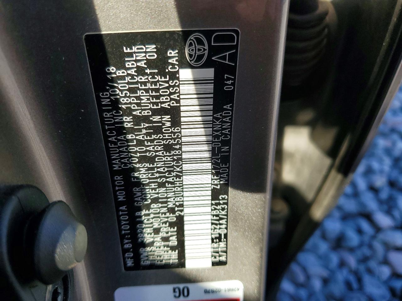 2019 TOYOTA COROLLA L photo 12