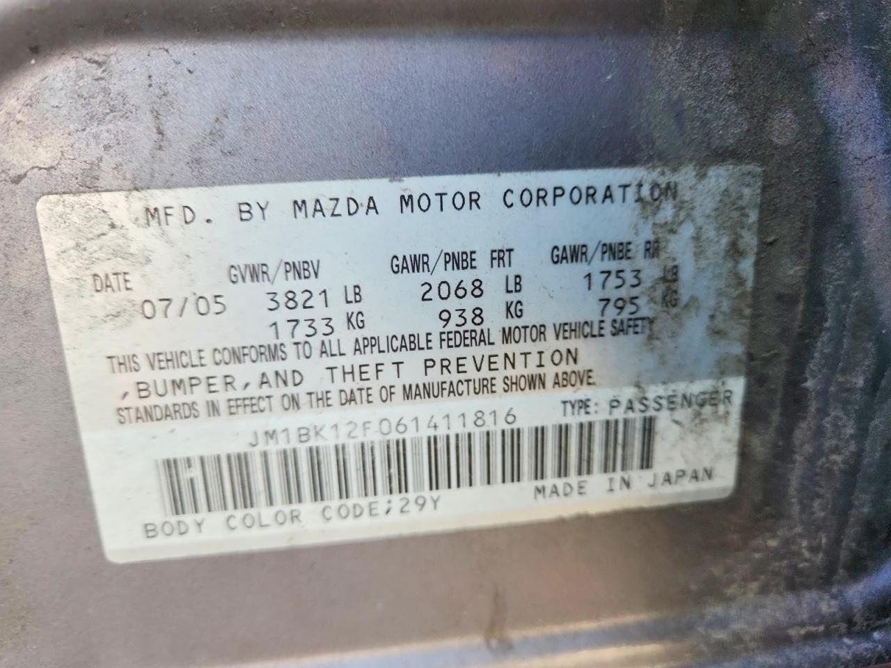 2006 MAZDA 3 I photo 12