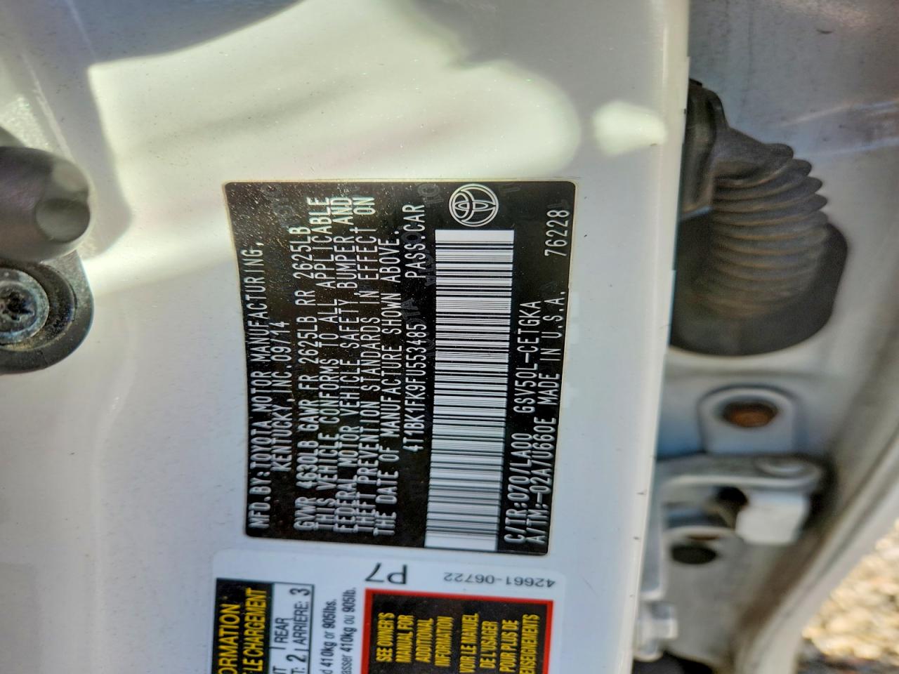 2015 TOYOTA CAMRY XSE photo 12