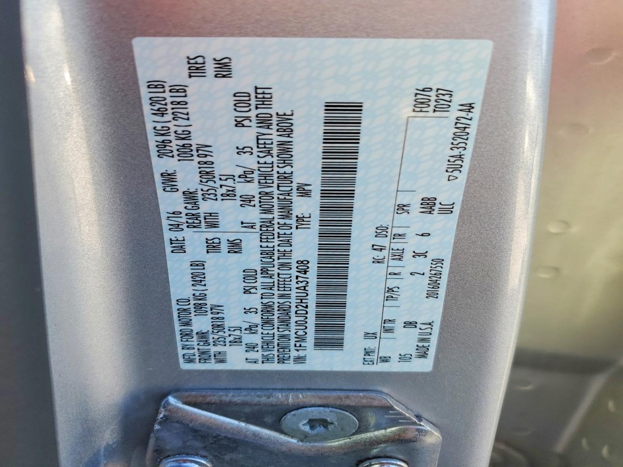 2017 FORD ESCAPE TITANIUM photo 13