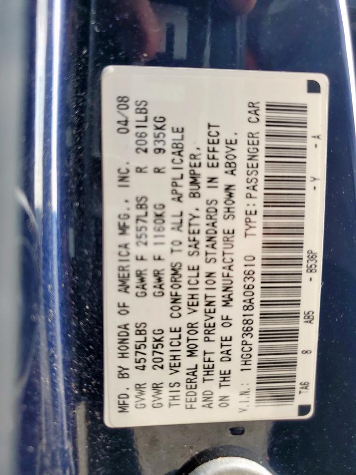 2008 HONDA ACCORD photo 12