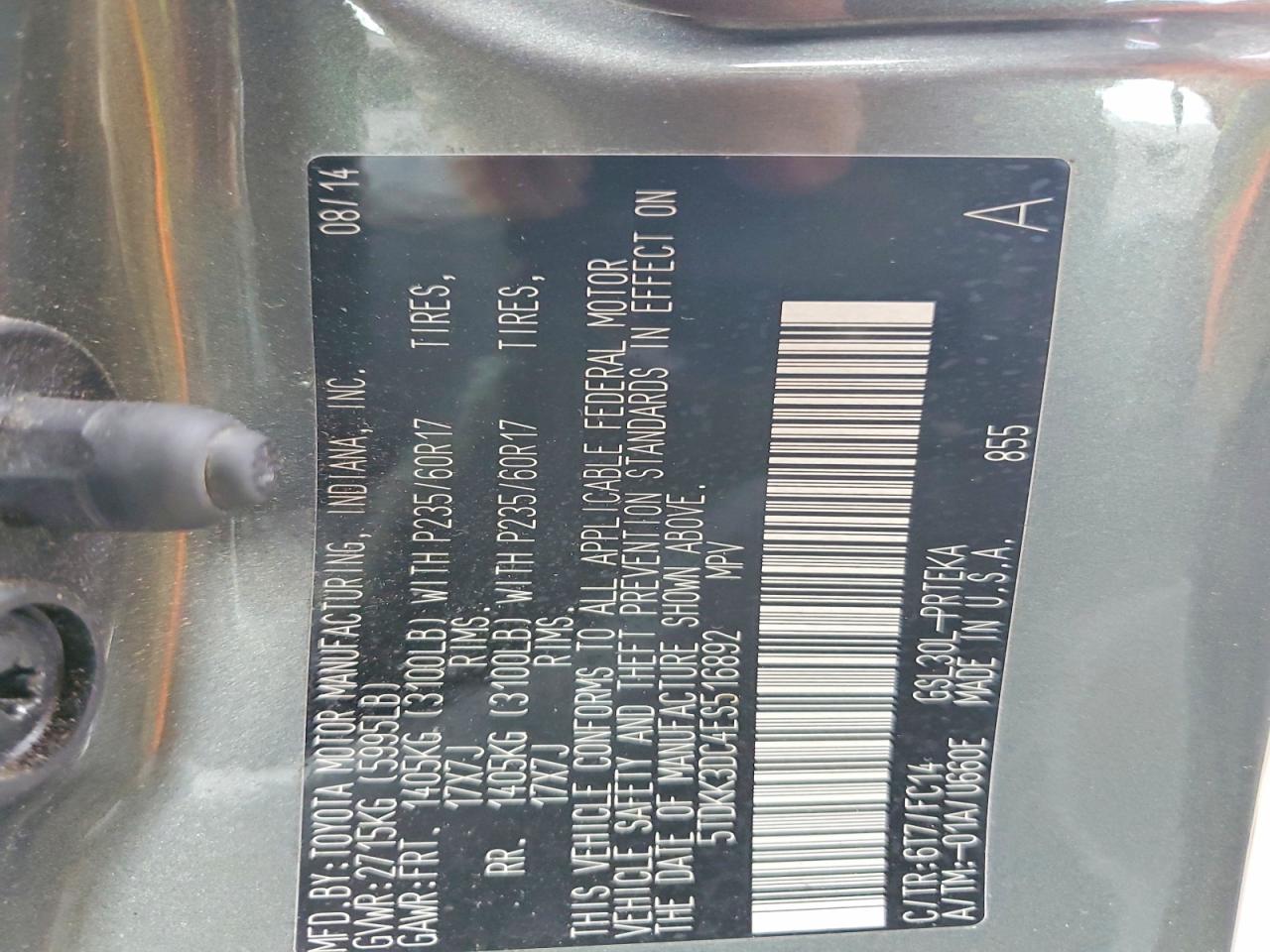 2014 TOYOTA SIENNA LE photo 13