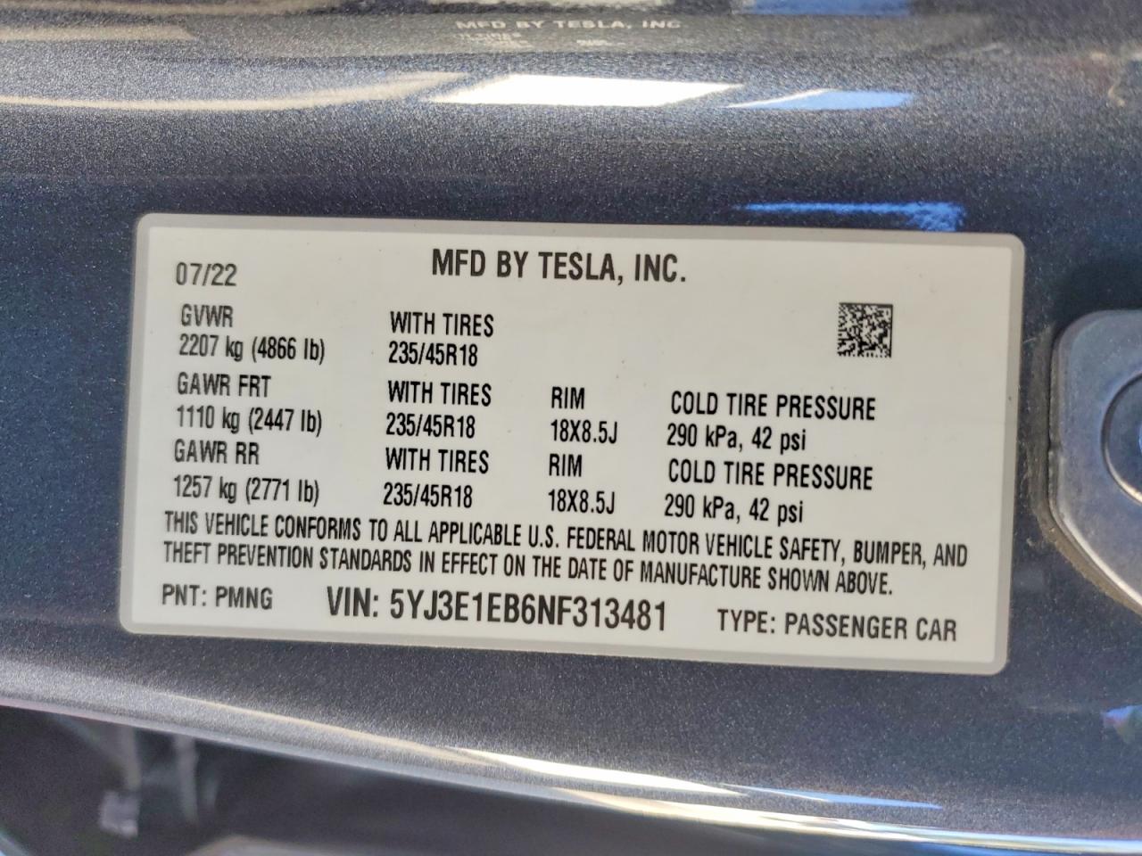 2022 TESLA MODEL 3 photo 12