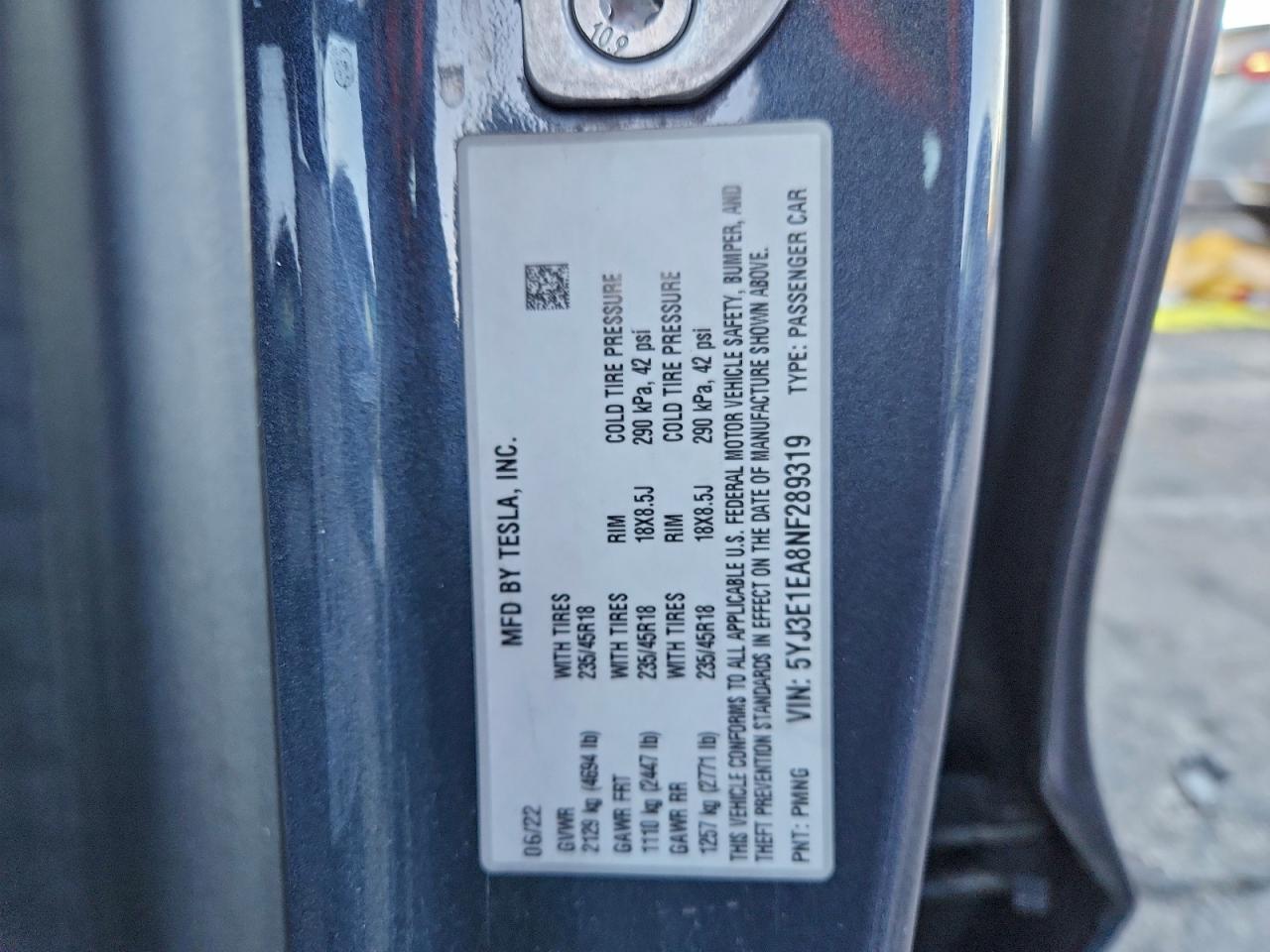 2022 TESLA MODEL 3 photo 12